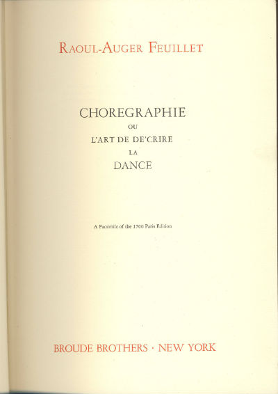 Choregraphie ou L'Art de De'crire la Dance